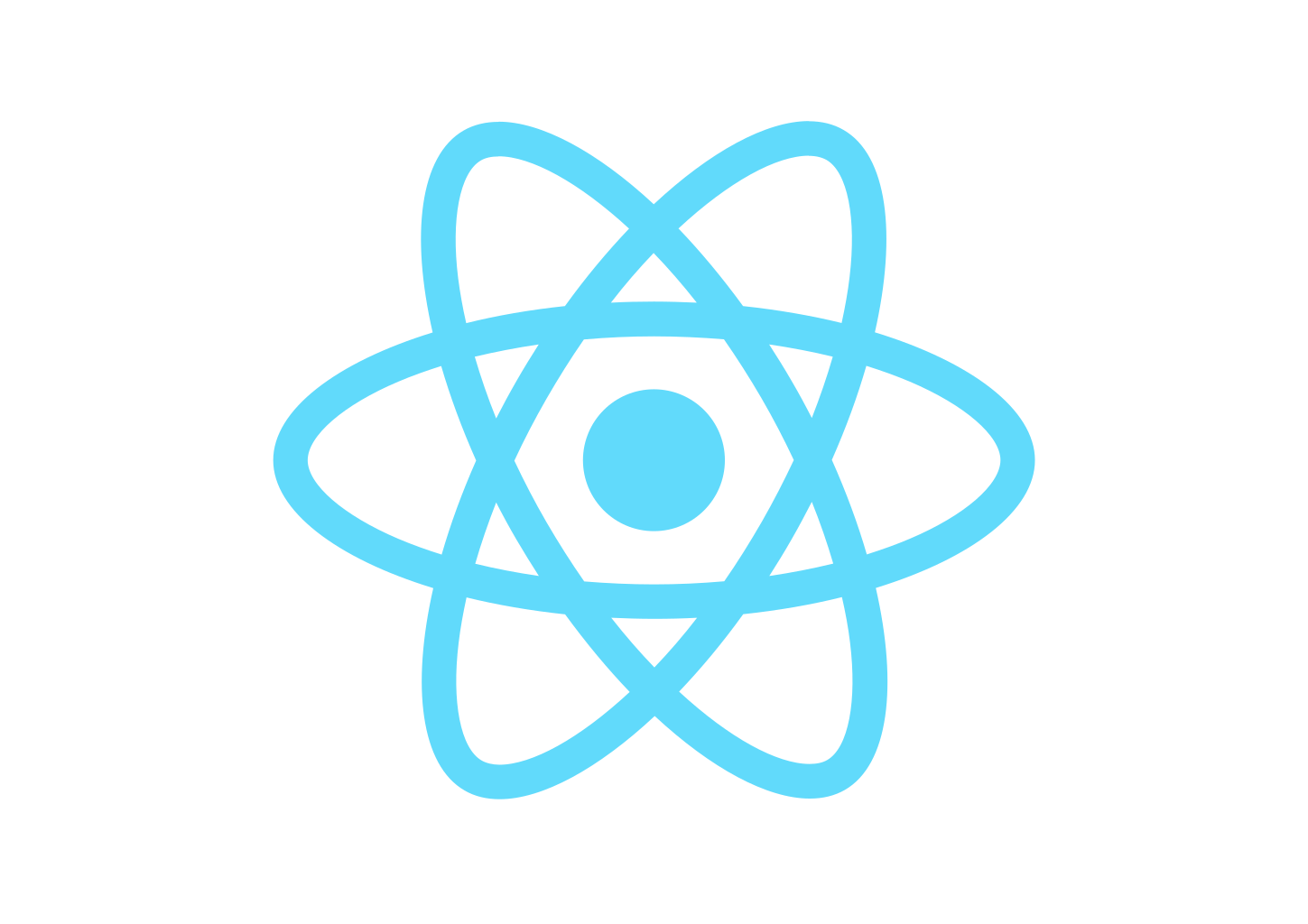 Ein blaues Atomikone-Logo mit einem zentralen Kreis und drei umlaufenden Ringen.