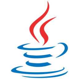 Ein Logo mit einem blauen Kaffeebecher und einem roten, wellenförmigen Symbol darüber.
